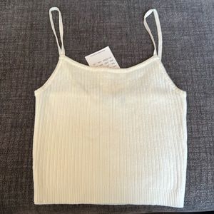 Brandy Melville, ivory ribbed crop top, one size. BRAND NEW w/ tags